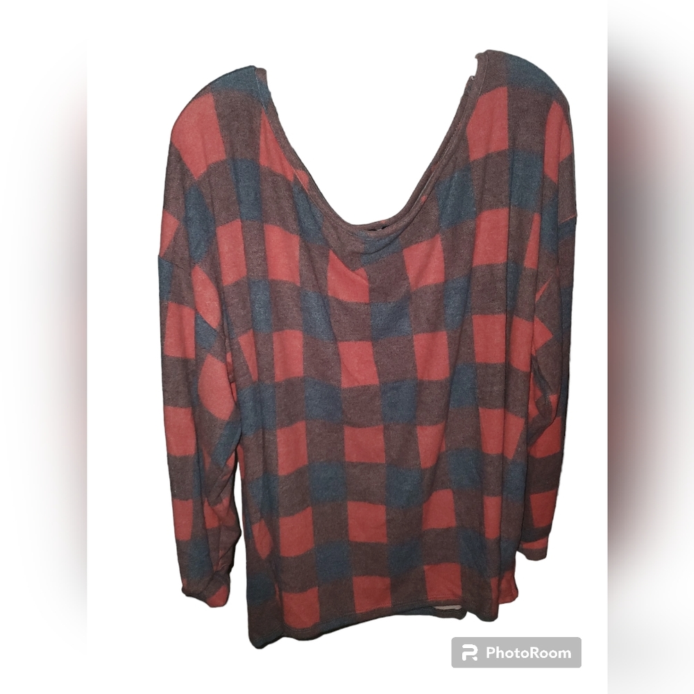 Ashley Stewart Plaid knit long sleeves NWT top size 3X
